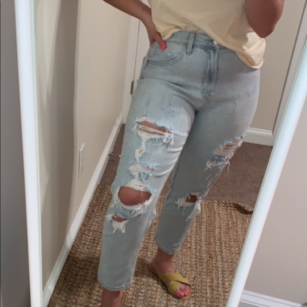 Light Wash Distressed Mom Jeans